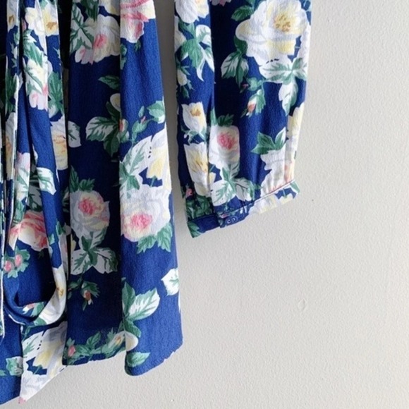 PRIVACY PLEASE Romper Women's Medium 2.5" Concord Floral Navy Long Sleeves Boho - Picture 6 of 13